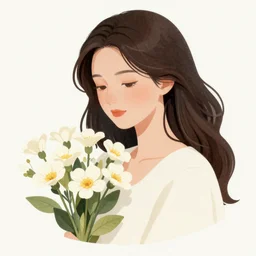 woman with flowers,  Vintage Magazine Illustration