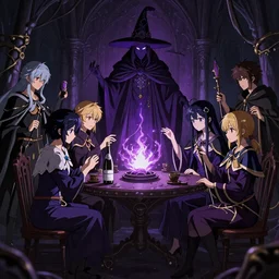 Members of the Witch Cult, from Re:Zero, performing a ritual to revive Betelgeuse Romanee Conti, extremely detailed, Dark Fantasy aesthetic, anime, digital art, trending on ArtStation 2D