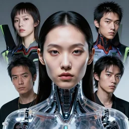 fine art portrait head shot minimal fashion model cyborg girl by ilm and bill sienkiewicz, emmanuel shiu, zaha hadid, mgxs, evangelion, transparent plastic armor, studio, mamiya 6 5 mm, iso 4 0 0, f / 5. 6, 8 k photorealistic, studio lighting, studio, high details, dramatic, manga, trending on artstation