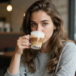 Woman drinking coffee, by WLOP