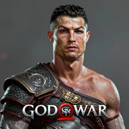 Cristiano Ronaldo from God of War, half body portrait, videogame cover art, highly detailed, digital painting, artstation, concept art, smooth, detailed armor, sharp focus, beautiful face, illustration, art by Artgerm and greg rutkowski and alphonse mucha