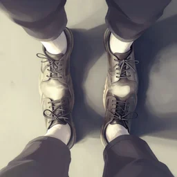 1 st person pov looking down at your shoes, digital art, detailed, trending in artstation