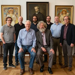 Mr. Rogers and Bob Ross, 8k, Giger, Rembrandt, WLOP, Craig Russell, Barry qindsor-smith, Greg rutkowski, Alphonse Mucha