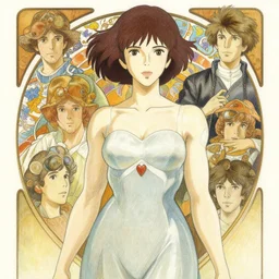 female android, highly detailed, colored pencil, studio ghibli, tankobon, in the style of ilya kuvshinov and krenz cushart and william - adolphe bouguereau and alphonse mucha