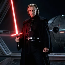 a photo of vincent price as a sith lord with red lightsaber on the deathstar