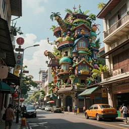 an intricate concept art illustration of an manila street, anime style, fuzichoco color palette, no people, global illumination, digital art, photorealistic movie still, style ivan talavera and artgerm, hyper realistic, photorealistic, octane render, trending on artstation, cgsociety, cinematic light, 8 k