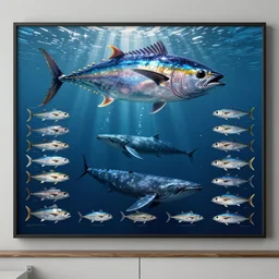 fish species wallchart high definition tuna cod whales poster educational