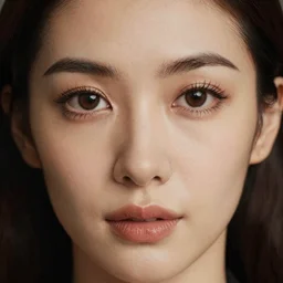 close up professional portrait photograph of a woman with stunning eyes, kodak portra 400 film, 2 point studio lighting