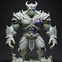 full body concept art of Hulk wearing baphomet armor made with porcelain by Jeff Easley and Peter Elson + beautiful eyes, beautiful face + symmetry face + galaxy + gothic, surreal, dread + highly detailed, intricate complexity, epic composition, magical atmosphere + masterpiece, award winning + trending on artstation