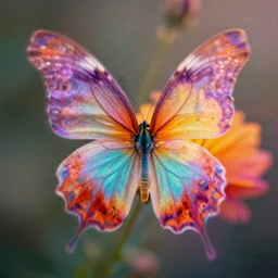 grainy double exposure photograph of vibrant dreamy flowers in motion, in volumetric lighting, light leaks, intricate, highly detailed flower wings