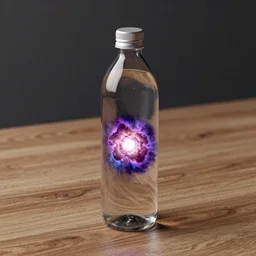 a supernova inside a water bottle on a wooden table, hyperrealistic, concept art, octane render unreal engine 5, trending on artstation