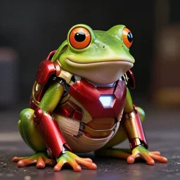frog with iron man armour 4 k photography
