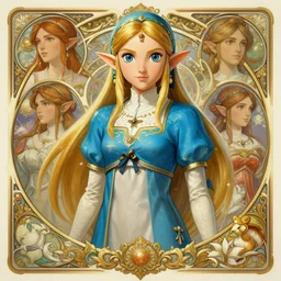 portrait of disney zelda twilight princess, intricate, elegant, highly detailed, my rendition, digital painting, artstation, concept art, smooth, sharp focus, illustration, art by artgerm and greg rutkowski and alphonse mucha and uang guangjian and gil elvgren and sachin teng and wlop, symmetry!!