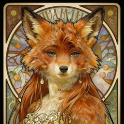 detailed portrait of a beautiful Female Zootopia Furry by Alphonse Mucha, Zootopia,  Neo-Gothic-Furry-Art, rich deep moody colors