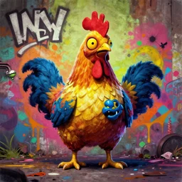 my inner zombie chicken graffiti album cover, 8 k concept art, art by kadath, masterpiece, trending on artstation, 8 k