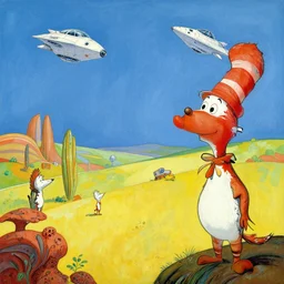 alderaan landscape in the style of dr. seuss, starships, painting by ralph mcquarrie