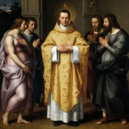 full body image of a catholic priest wearing a robe made of spagetthi fractals, baptism, highly detailed, by giuseppe arcimboldo and ambrosius benson, renaissance, romanticism, intricate and intense oil paint, a touch of beksinski, realistic