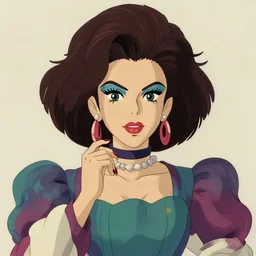 portrait of a drag queen, in the style of studio ghibli, j. c. leyendecker, greg rutkowski, artgerm