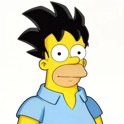 detailed ( dragon ball styled ) sharp visual painting of homer simpson!!!, digital art!!!, 4 k, artstation, focus on faces!!!