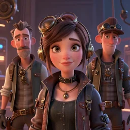 lofi steampunk portrait !!!pixar!!! style by Lita Cabellut and Stanley Artgerm and (((Tom Bagshaw)))