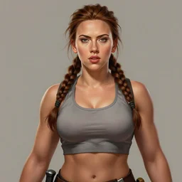 detailed portrait of scarlett johansson as a thick female bodybuilder lara croft, attractive, beautiful, fantasy, intricate, elegant, highly detailed, digital painting, artstation, concept art, matte, sharp focus, illustration, art by aenaluck, artgerm and roberto ferri and greg rutkowski, epic fantasy, digital painting