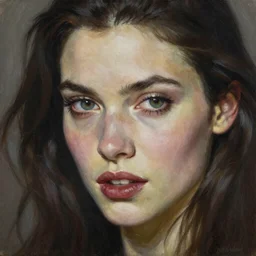 close up face of a extremely beautiful sofia verga as a bond female vampire portrait, Masterpiece, oil on canvas, artgerm, norman rockwell, craig mulins, trending on pxiv,