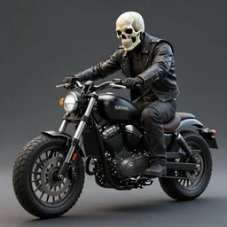 hyper realistic octane cinema4d outlaw biker with a skull for a face