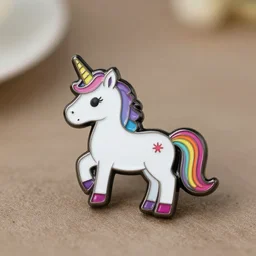 rainbow unicorn enamel pin, product photography