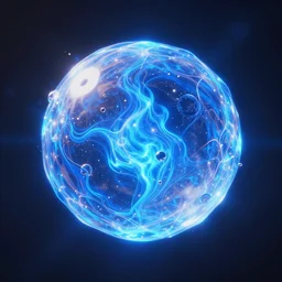 iridescent blue fire ball emanating energy waves close up quantum bubble design, game asset, high details, 8 k, octane render, unreal engine, sharp focus, trending on artstation, stylized shading