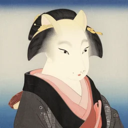 ukiyoe painting of osan gitsune, award winning painting, ukiyoe style
