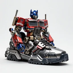 a futuristic sneaker inspired by optimus prime, product photo, high detail, nikon photography