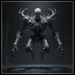 professional concept art of a symmetrical fractal ominous floating robotic terrifying giant thing in a dark room by artgerm and greg rutkowski ( thin white border ). an intricate, elegant, highly detailed digital painting, concept art, smooth, sharp focus, illustration, in the style of cam sykes, wayne barlowe, igor kieryluk.