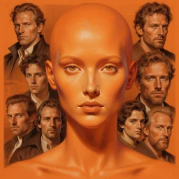 close up sci - fi orange poster, orange skin, elegant, highly detailed, centered, digital painting, concept art, smooth, sharp focus, illustration, artgerm, tomasz alen kopera, peter mohrbacher, donato giancola, joseph christian leyendecker, wlop, frank frazetta