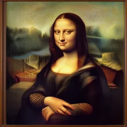 painting of Mona Lisa drinking a glass of wine by Leonardo da Vinci