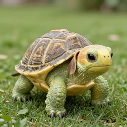 dog cosplaying as a turtle, realistic