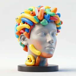 a long shot of a giant award winning sculpture of a human head made out of a lot of inflatable pool toys, on the surface of the ocean, in the style of chad knight, hyper detailed, hyper realistic, ray tracing, 8 k resolution, sharp focus, realistic water