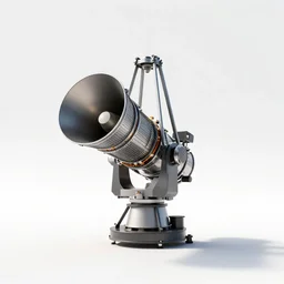 japanese telescope, clean 3d render, octane render, isolated on a pure white background, centered, entire object in frame, sharp focus, soft studio lighting