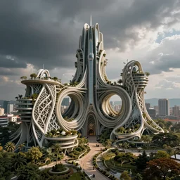 biophilic architecture, parametric utopian structures, hyper real, photographic, octane, cinematic