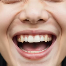 extremely zoomed - in photo of a laughing face with a large open grin