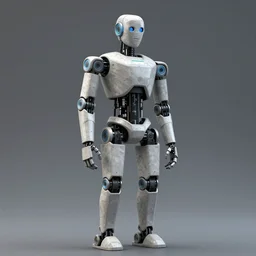humanoid robot concrete art, very detailed