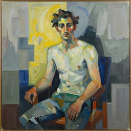 a man in the art style abstract expressionism