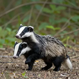 dancing badgers, forest background