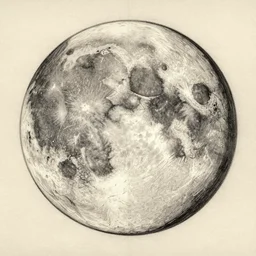 map of a moon, detailed sketch, ancient, on paper,