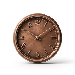 bronze flip clock, clean 3d render, octane render, isolated on a pure white background, centered, entire object in frame, sharp focus, soft studio lighting