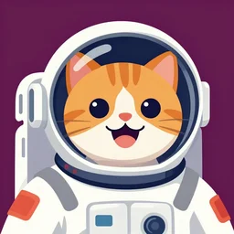 a vector based illustration of a grinning cat astronaut in a spacesuit, head and shoulders shot, by sachin teng and loish, vibrant, vector art, award winning, stunning, trending on art station, highly detailed