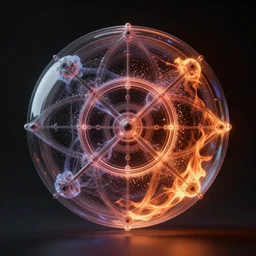 point cloud, sacred geometry, volumetric, abstract symbolism, particles, bubble chamber, houdini, physical, flame cinematic lighting, gmunk, complementary palette