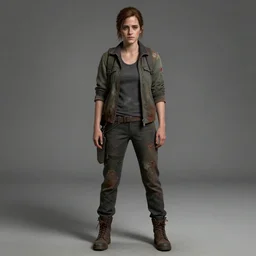 TLOU The Last Of Us Screenshot emma watson as ellie from The Last Of Us full body fashion model emma watson very rusty very worn out very torn texture