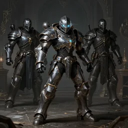 lovely girl playing in her room, good value control, concept art, digital painting, sharp focus, fight scene, Anthem game, power armor, ((((knight)))), dark souls, elden ring, battle angel, symmetrical, single character full body, 4k, illustration, glowing eyes, rule of thirds, centered, moody colors, moody lighting,
