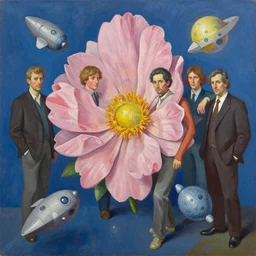 bloom and spaceships. full - length, oil painting in a modern style, very detailed, painted by caravaggio, greg rutkowski, sachin teng, thomas kindkade, enki bilal, tony sandoval, norman rockwell, tom bagshaw.