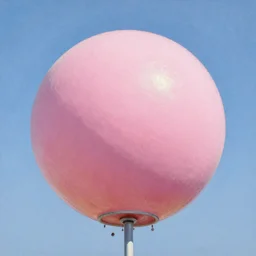 Big pink sphere surrounded by blue sky, beautiful and highly detailed oil painitng by Claude Monet,